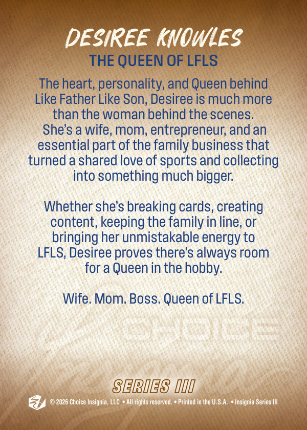 Desiree Knowles LFLS trading card &ndash; back