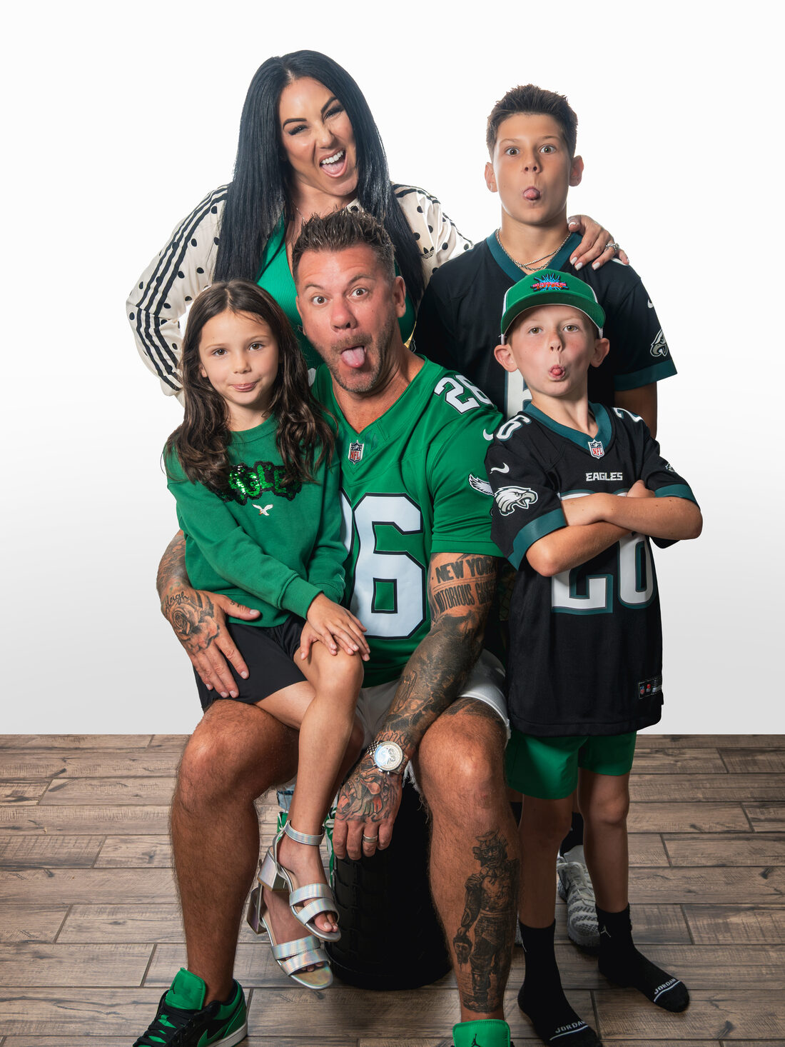 The Like Father Like Son family in Philadelphia Eagles gear